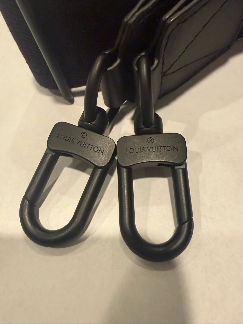 Louis Vuitton Black Pebbled Leather Messenger with LV Initials